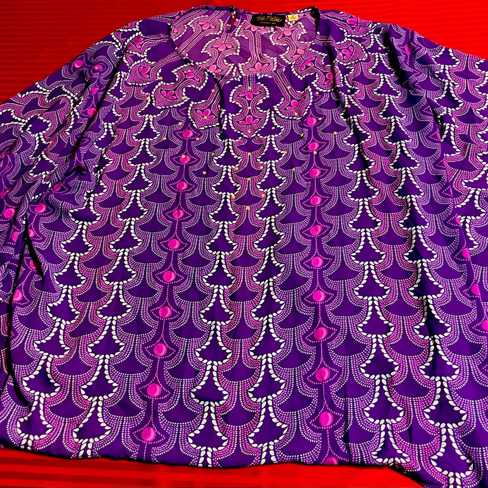 Pre-Owned Purple & Pink Drop Pattern Bob Mackie Wearable Art Caftan Top
